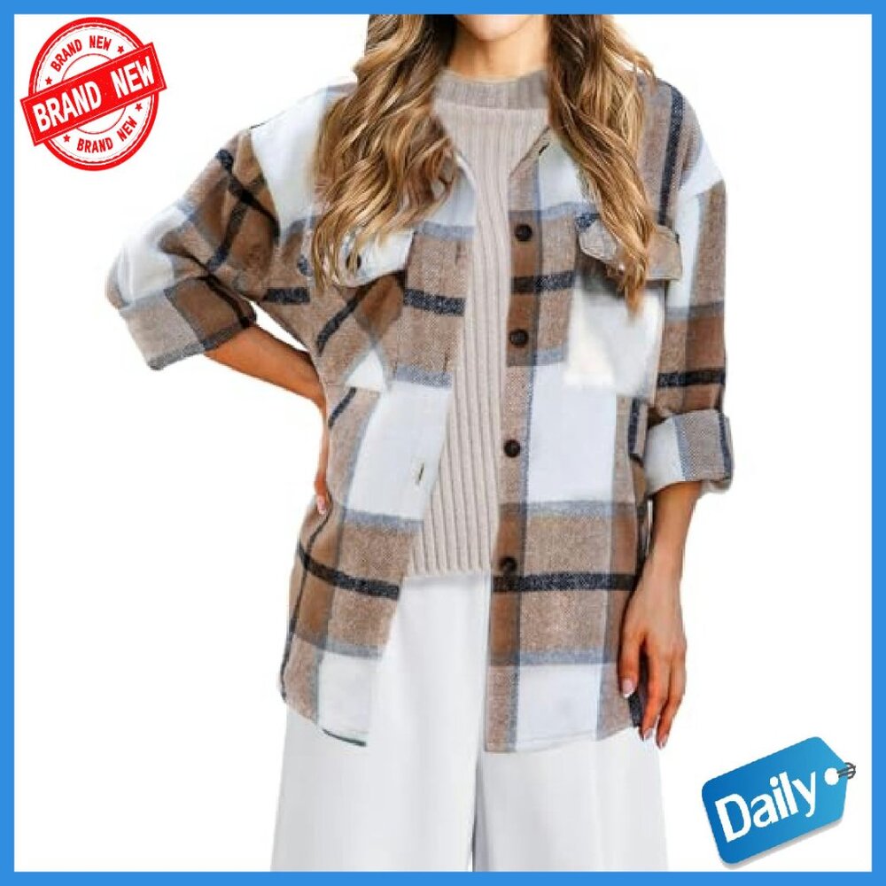 Soft Flannel Shacket Jacket Button Down Blouse Ch… - image 3
